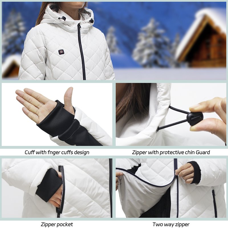 High Quality Custom Winter Jacket Women 5 Heating Zones USB Rechargeable Battery Waterproof Windproof Outdoor Heated Clothing