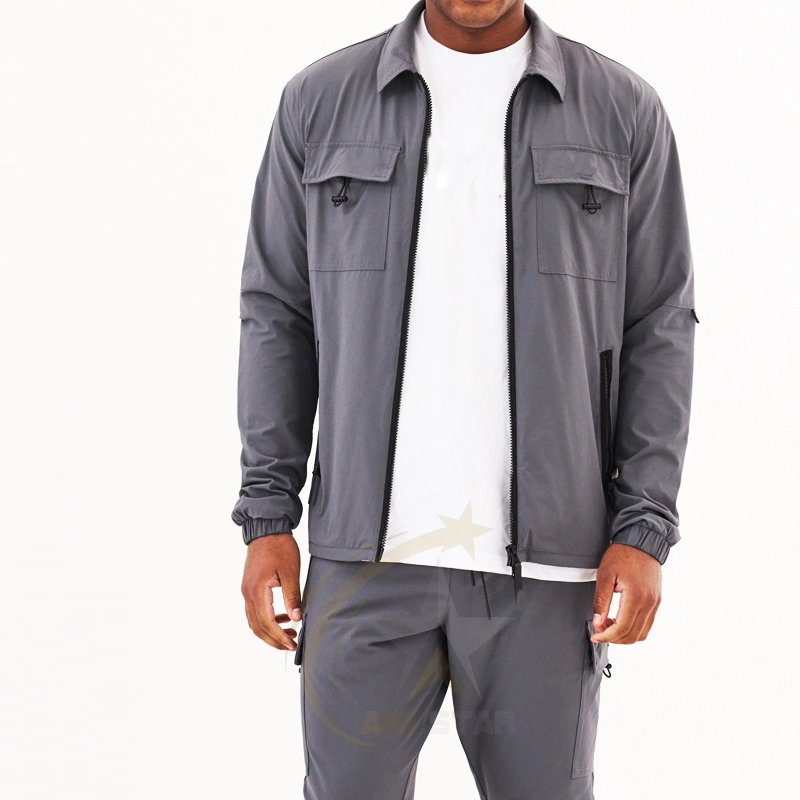 OEM Custom Polyester Nylon Zipper Two Pieces Jogger Sweatsuits Tracksuit Windbreaker Set for Men
