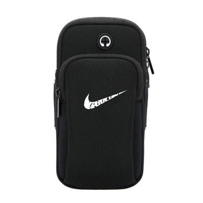 A running phone arm, a man and a woman, General Apple Watt, wear a waterproof wrist bag for the gym arm