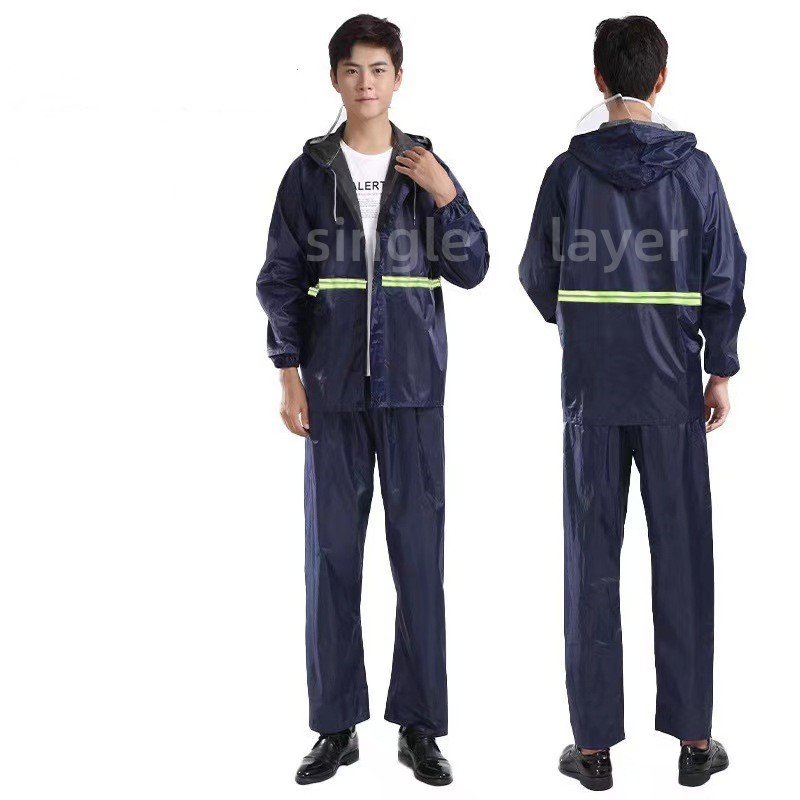 Hot sale raincoat Customized waterproof pvc rain suit polyester rainjacket pants for man rainwear