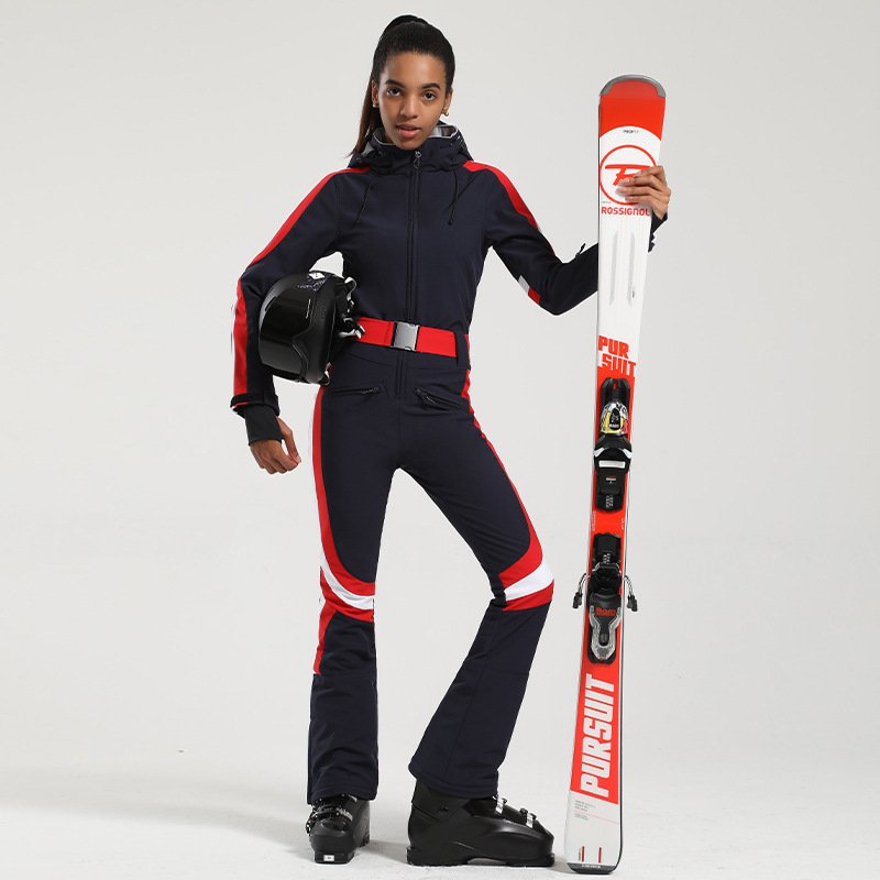 Outdoor Full-Zip Sweatshirt Hood With Customizable Color Contrast Color Short Winter Women's Outdoor Sports Ski Jacket