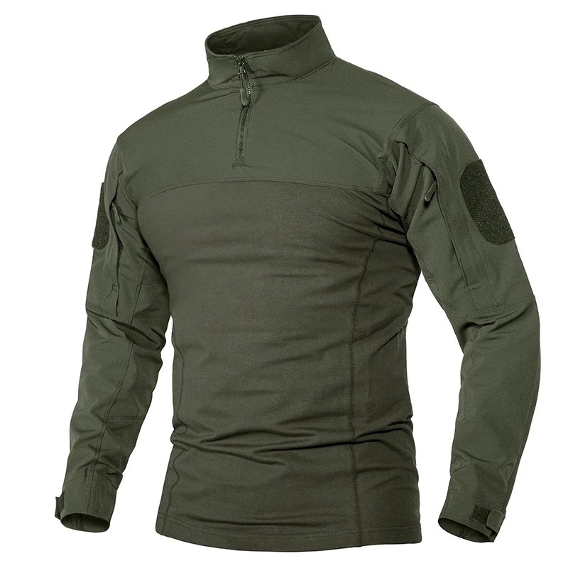 Custom Men's Tactical T-shirts Long Sleeve Crewneck Working Hiking Fishing Shirts with 1/4 Zipper Front For Men's Work Tees Tops