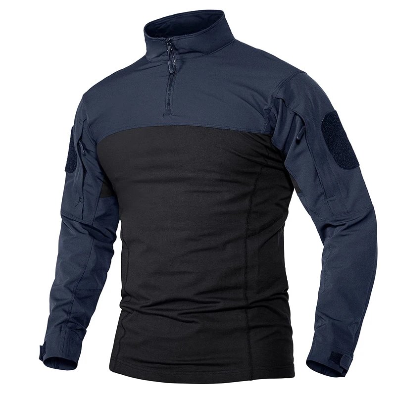 Custom Men's Tactical T-shirts Long Sleeve Crewneck Working Hiking Fishing Shirts with 1/4 Zipper Front For Men's Work Tees Tops