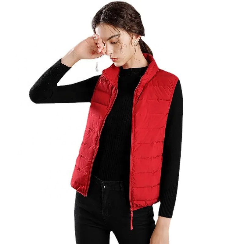 Oem Custom Outdoor Sleeveless Pocketable Women's Lightweight Woman Winter Down Vest Puffer Bubble Vest For Women