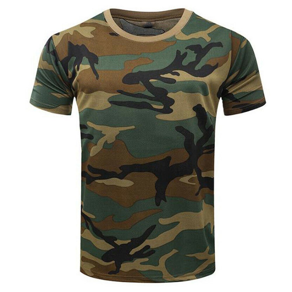 Men's Camo Combat Tactical Shirt short Sleeve T-Shirt Camouflage Outdoor Hunting Shirts Tour Trekking T Shirt