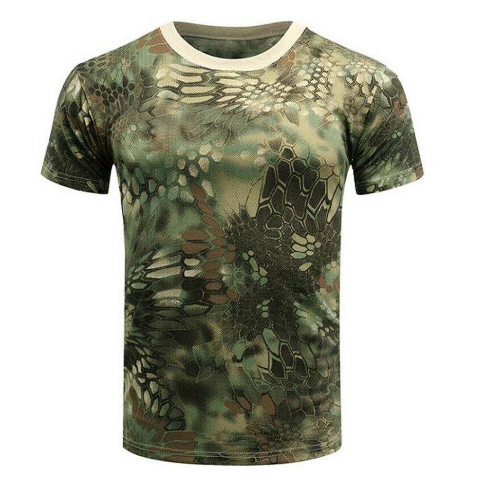 Men's Camo Combat Tactical Shirt short Sleeve T-Shirt Camouflage Outdoor Hunting Shirts Tour Trekking T Shirt