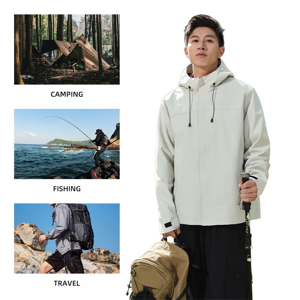 Custom Men's Hiking Jacket Waterproof Jacket Breathable Windbreaker Coat Outdoor High Quality Hard shell jacket With Hood Full