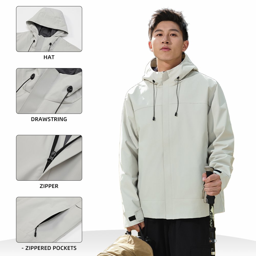 Custom Men's Hiking Jacket Waterproof Jacket Breathable Windbreaker Coat Outdoor High Quality Hard shell jacket With Hood Full