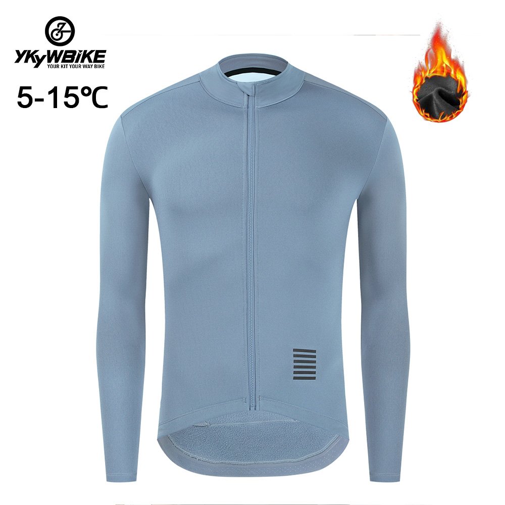 Ykywbike Winter Cycling Jersey Men's Thermal Fleece Bicycle Clothing MTB Sportswear Long Sleeve Warm Tops Road Bike Jacket