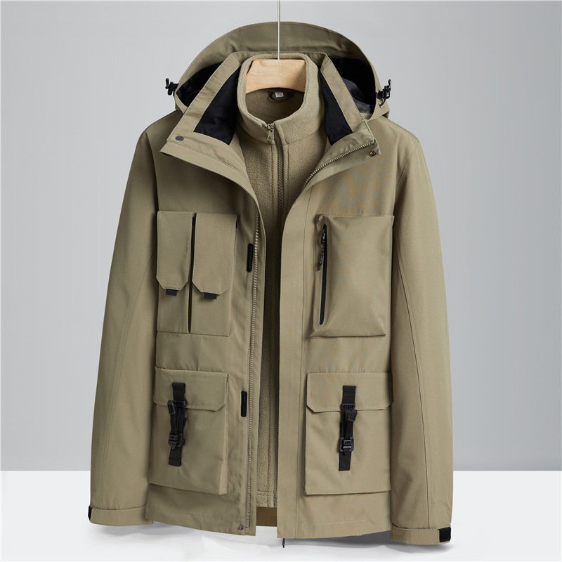 Wholesale Man's Camping Clothing Three in One Hunting Jacket Windproof Waterproof Warm Hiking Climbing Clothes