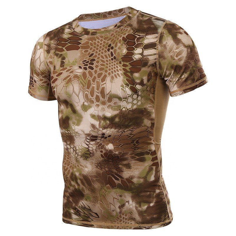 Tactical Hiking Outdoor Stretch Short Sleeve Breathable Camouflage Summer CP Black T-Shirts