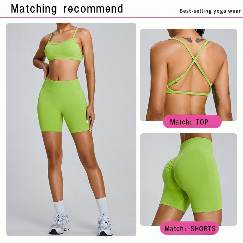 Custom Stretchy Sports Running Yoga Compression V Shape Leggings High Waisted Biker Women Peach Scrunch Butt Booty Gym Shorts