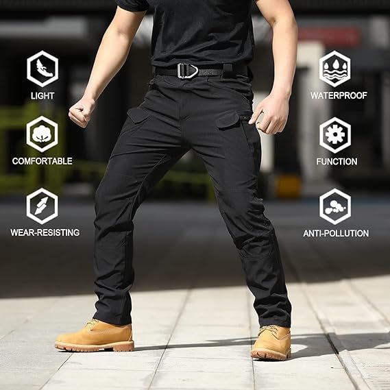 Men's Tactical Pants Lightweight EDC Rip Stop Cargo Pants Outdoor Work Hiking Hunting Pants Multi Pockets