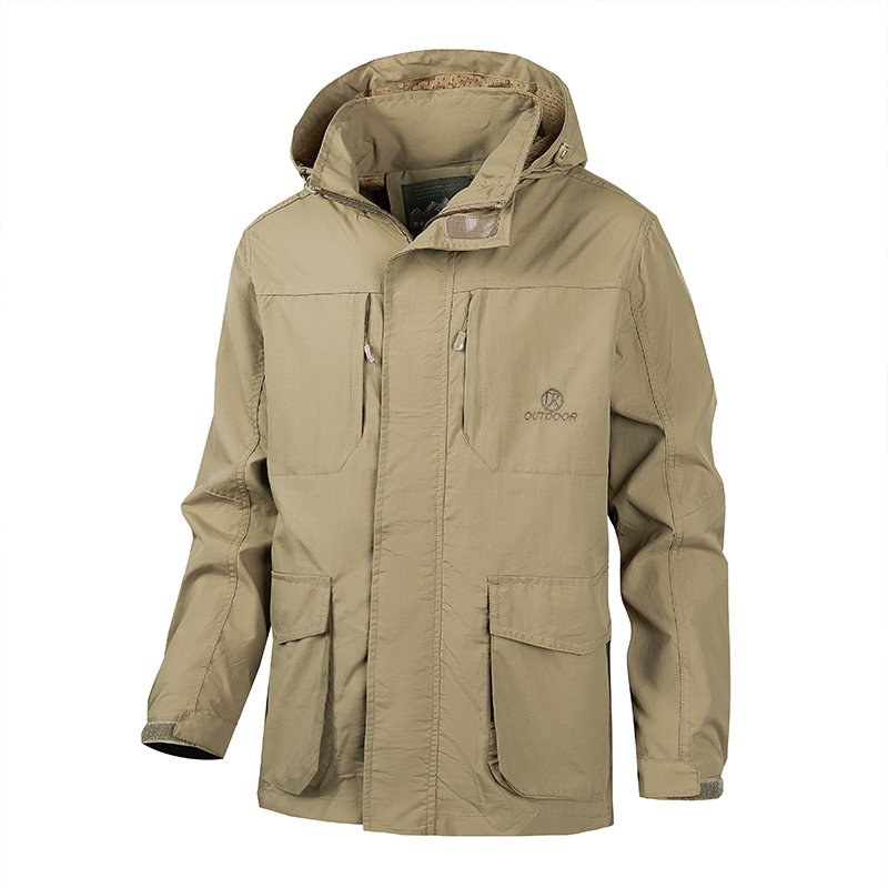Men's Outdoor Jacket Windbreaker Waterproof Jacket Breathable Green Hiking Jacket Plus Size Coat For Men