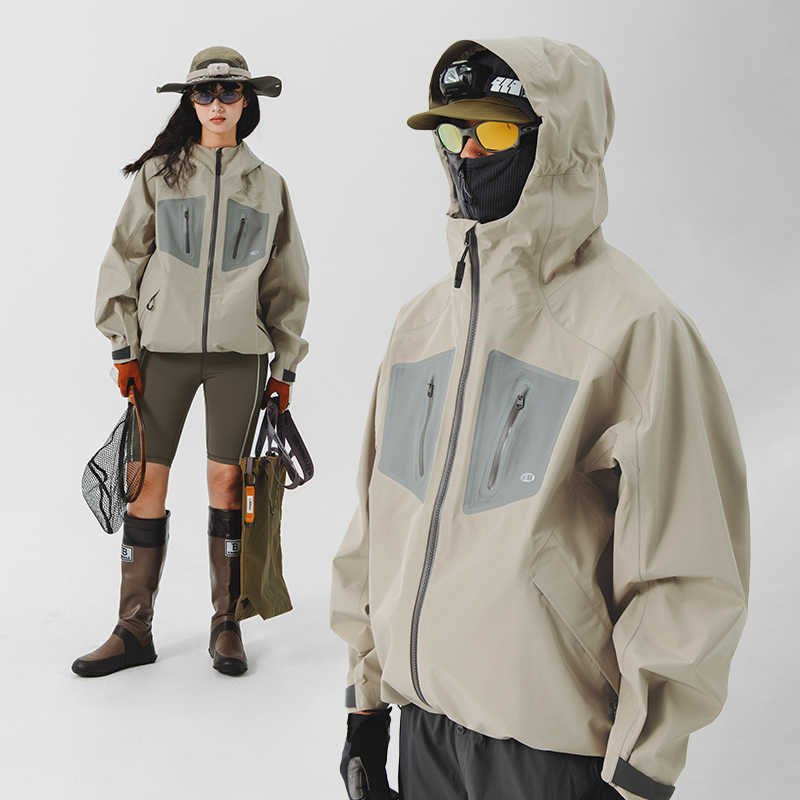 Custom Waterproof Polyester Shell Outdoor Hiking Travel Mountain Multi Pocket Parka Jackets For Men