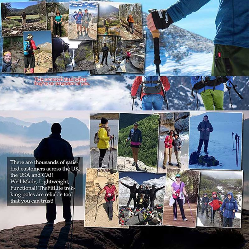 Carbon Fiber Aluminum Alloy Trekking Poles External Quick Lock Trekking Poles Hiking Collapsible Stick Nordic Walking Stick