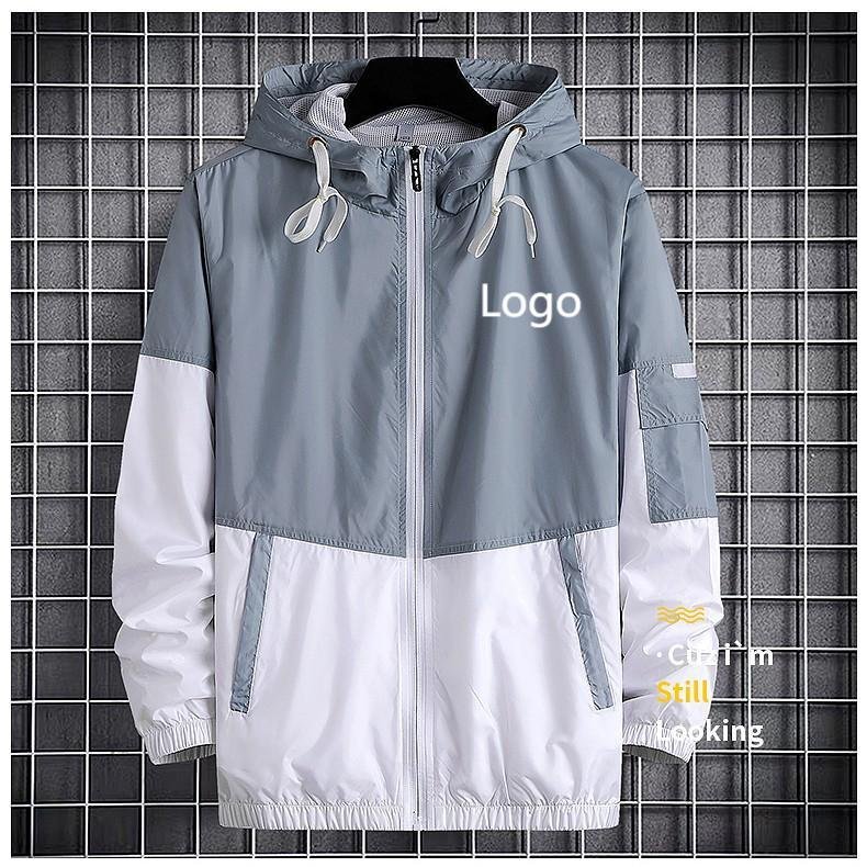 Custom Men's Full Zip Up Wind Breaker Jacket Training Light Weight Waterproof Sports Windbreaker Jacket For Men