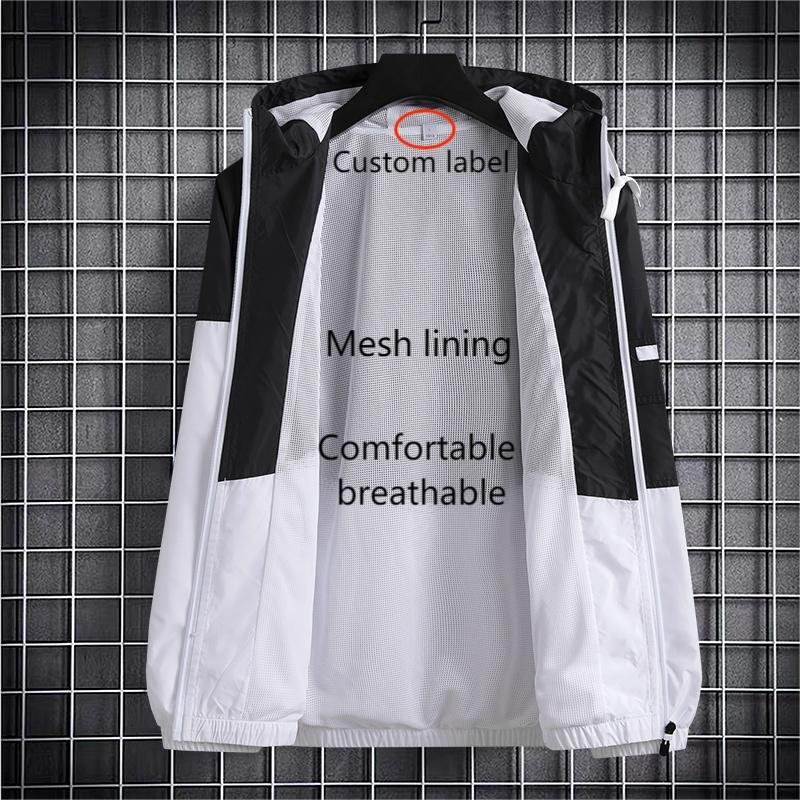 Custom Men's Full Zip Up Wind Breaker Jacket Training Light Weight Waterproof Sports Windbreaker Jacket For Men