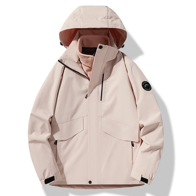 Three-in-One Waterproof Windproof Outdoor Jacket Fall Winter Unisex XL Detachable Hood Water-Repellent Outwear Hiking Male