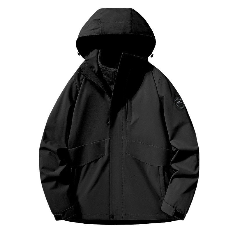 Three-in-One Waterproof Windproof Outdoor Jacket Fall Winter Unisex XL Detachable Hood Water-Repellent Outwear Hiking Male