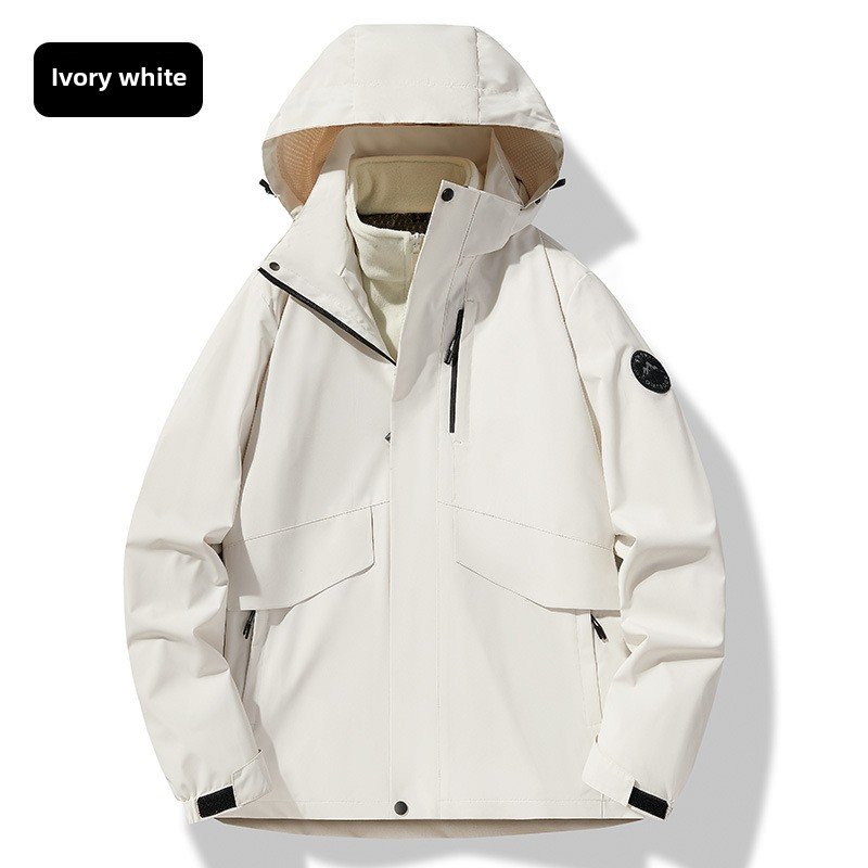 Three-in-One Waterproof Windproof Outdoor Jacket Fall Winter Unisex XL Detachable Hood Water-Repellent Outwear Hiking Male