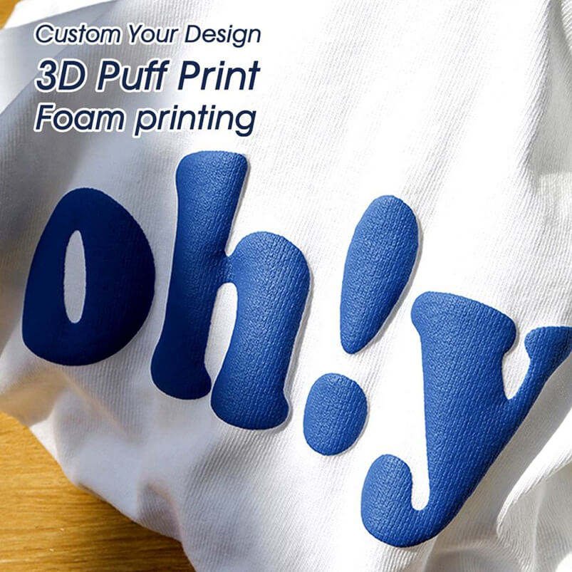 cotton t shirt mens tshirts with logo custom logo printed 3d Foam puff screen print tee shirt oversized plain t-shirt for men