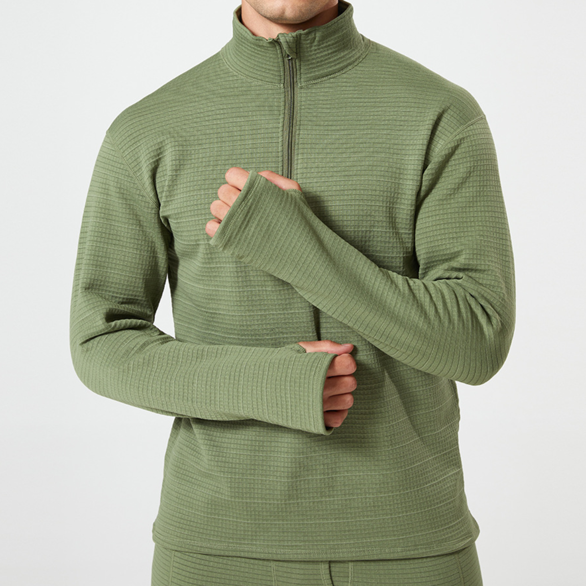 Men's Long Plaid Fleece Outdoor Thermal Underwear Factory's Cheap Price for Hiking Clothing