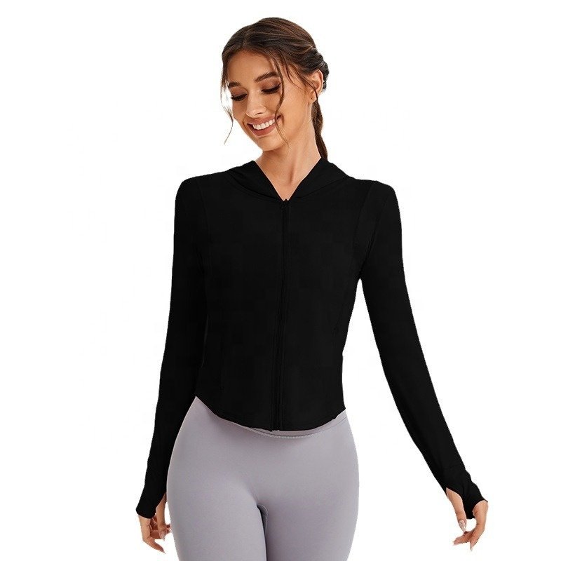 Best Selling Sweat-Wicking Foreign Trade Yoga Clothes Long Sleeve Fitness & Yoga Wear Zipper Yoga Fitness Hoodie