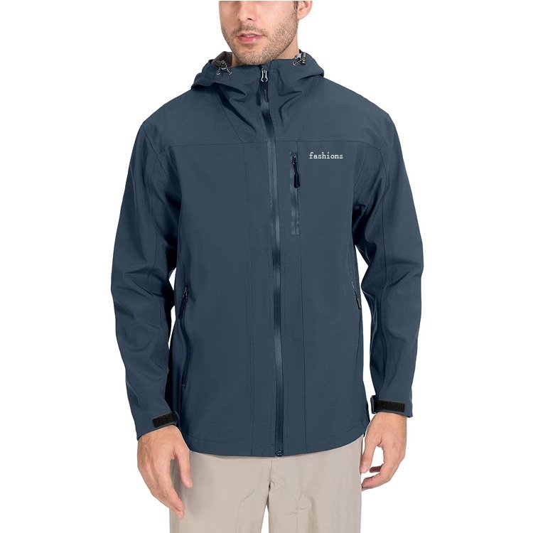 Men's Rain Jacket Waterproof Breathable Outdoor Jacket Lightweight Windbreaker with Hood for Hiking