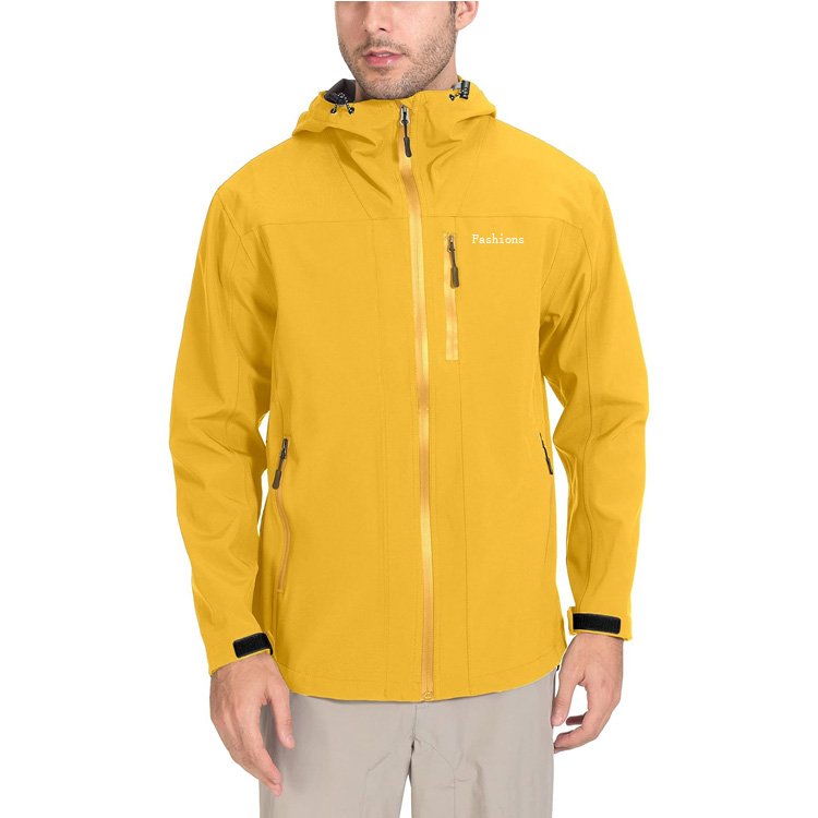 Men's Rain Jacket Waterproof Breathable Outdoor Jacket Lightweight Windbreaker with Hood for Hiking