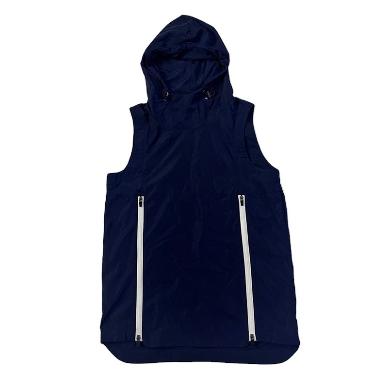 Custom High Quality Nylon Zip Men's Lightweight Golf Vest Windproof Sleeveless Hooded Travel Hiking Running Vest Jacket For Men
