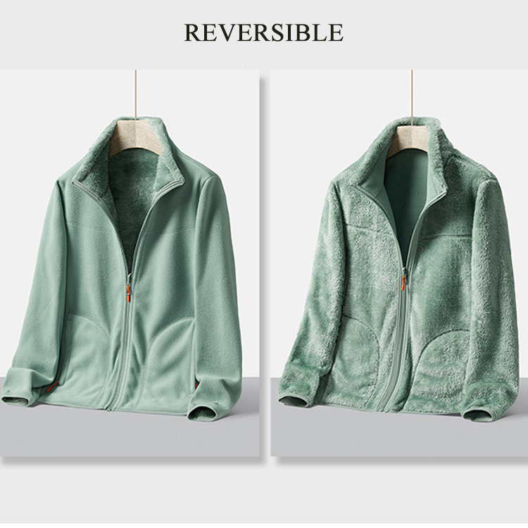 Hot Selling Custom Warm Zipper Reversible Girl's Clothing Fleece Jacket Winter Clothes For Women
