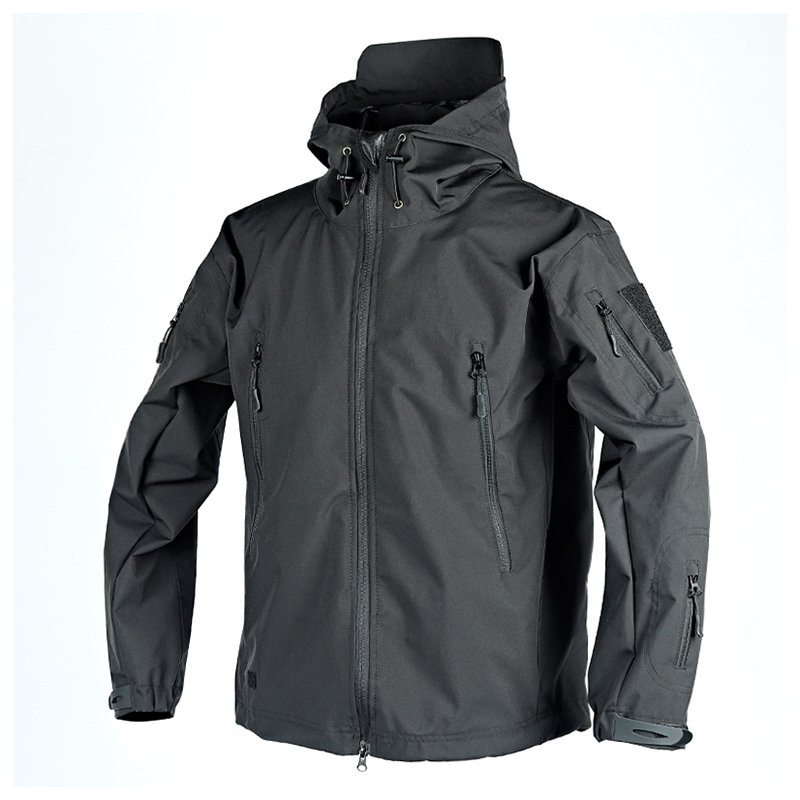 Outdoor tactics polar fleece hardshell waterproof hooded hiking clothing Autumn and winter plus fleece windproof riding coat
