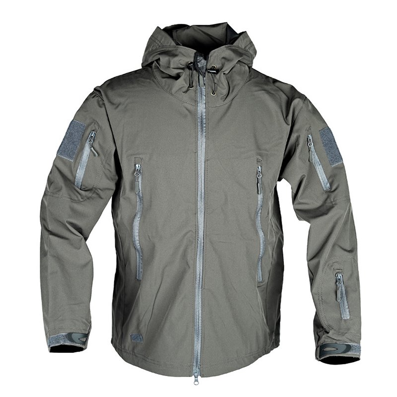 Outdoor tactics polar fleece hardshell waterproof hooded hiking clothing Autumn and winter plus fleece windproof riding coat
