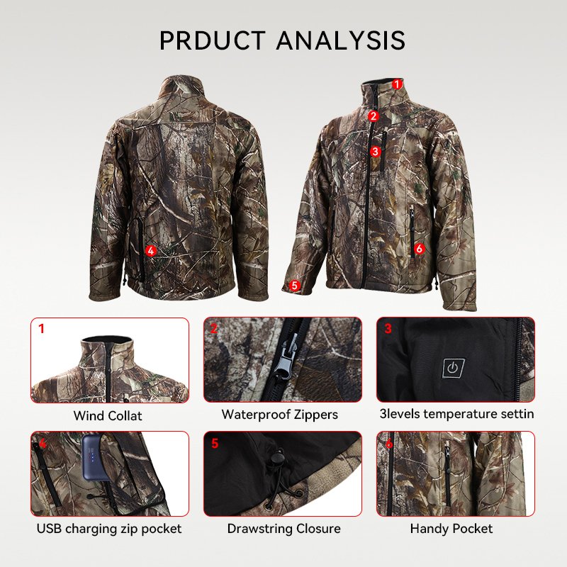 Temperature Controller Waterproof Heated Hunting Jacket With Heating Clothing Winter Men Women Kids Usb Battery Heated Jacket