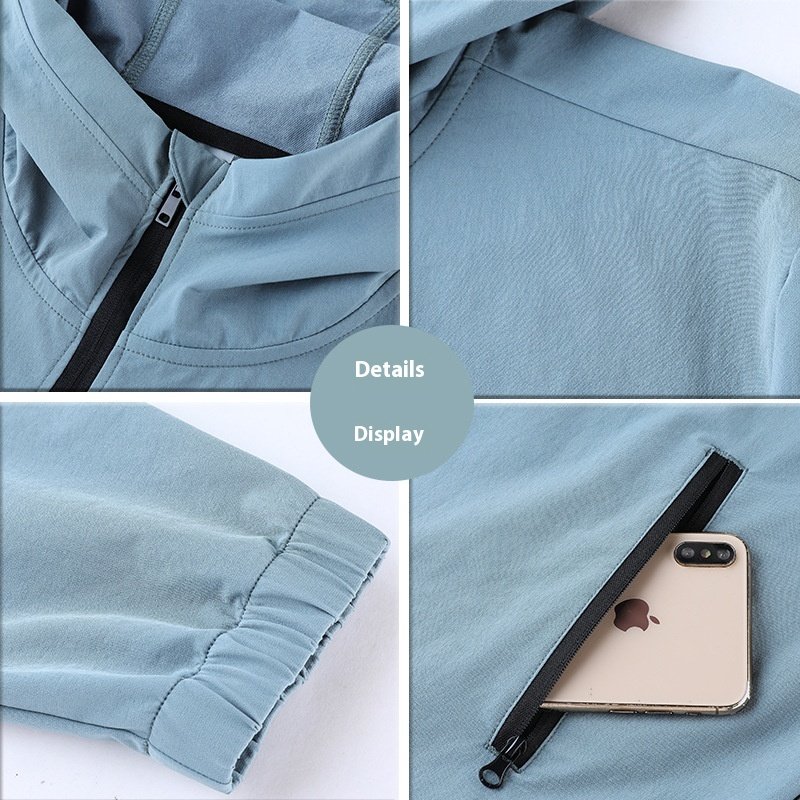 New Arrival Outdoor Hiking Half-Zip Running Hooded Turtleneck Elastic Quick-Drying Long Sleeve Sports Jacket Windproof Pure
