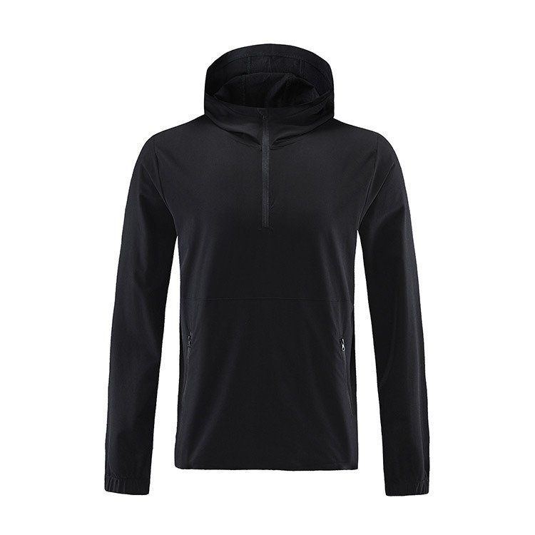 New Arrival Outdoor Hiking Half-Zip Running Hooded Turtleneck Elastic Quick-Drying Long Sleeve Sports Jacket Windproof Pure
