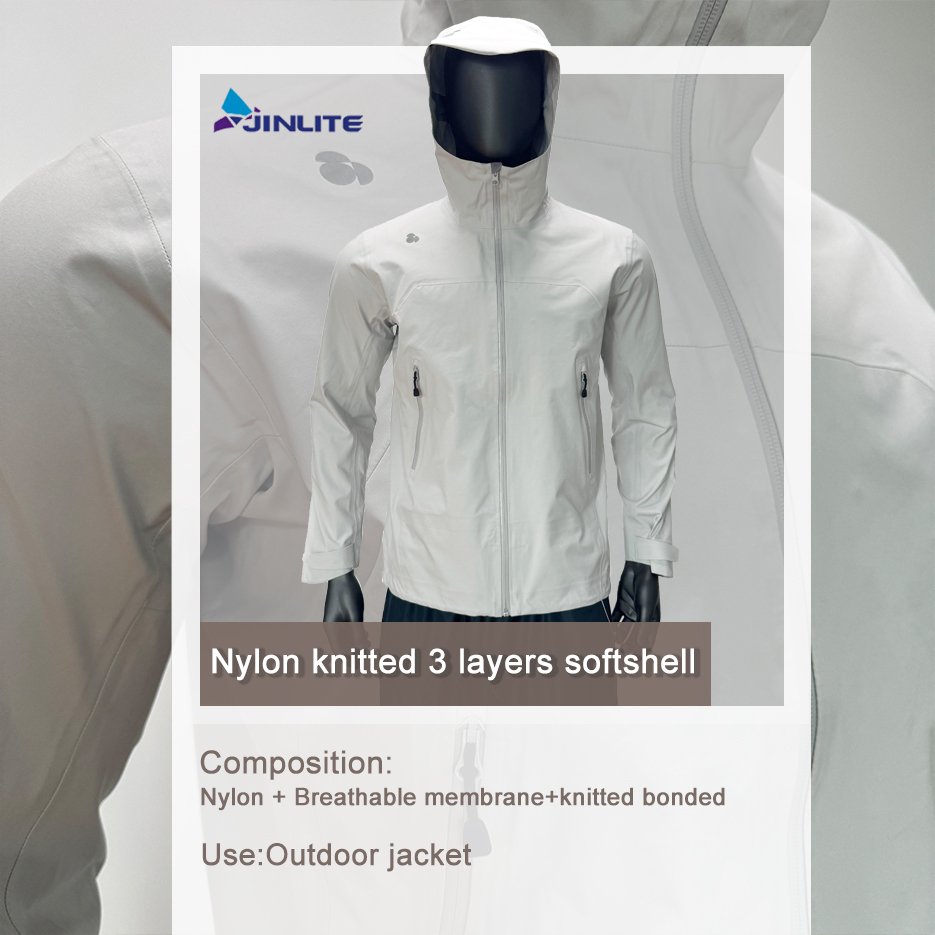 Hot sales Men outdoor jacket 100% Nylon knitted 3 layers softshell be Customized OEM LOGO with costume