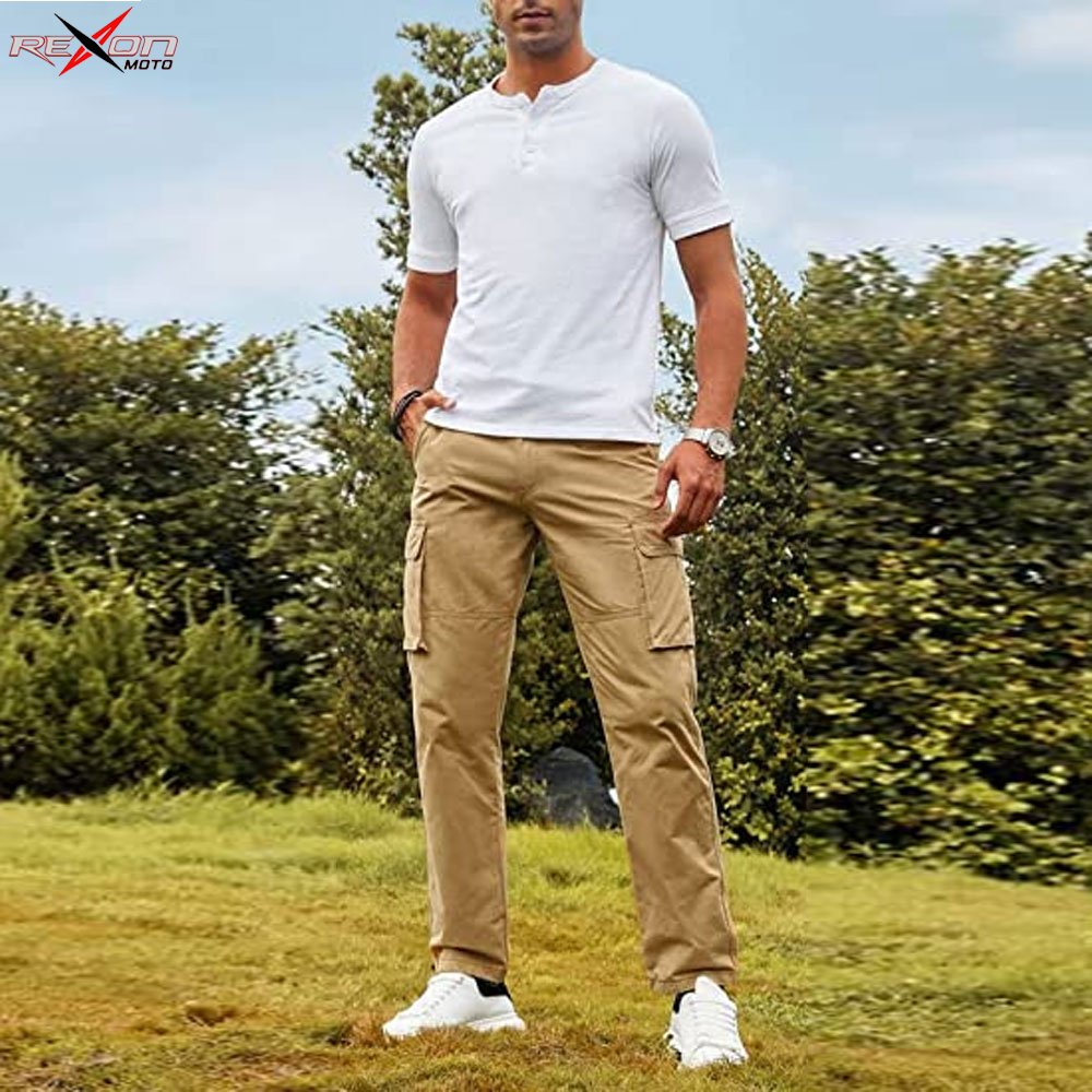 Mens Casual Cargo Pants - Cotton Cargo Pants Hiking Outdoor Twill Work Pants with 6 Pockets Customize