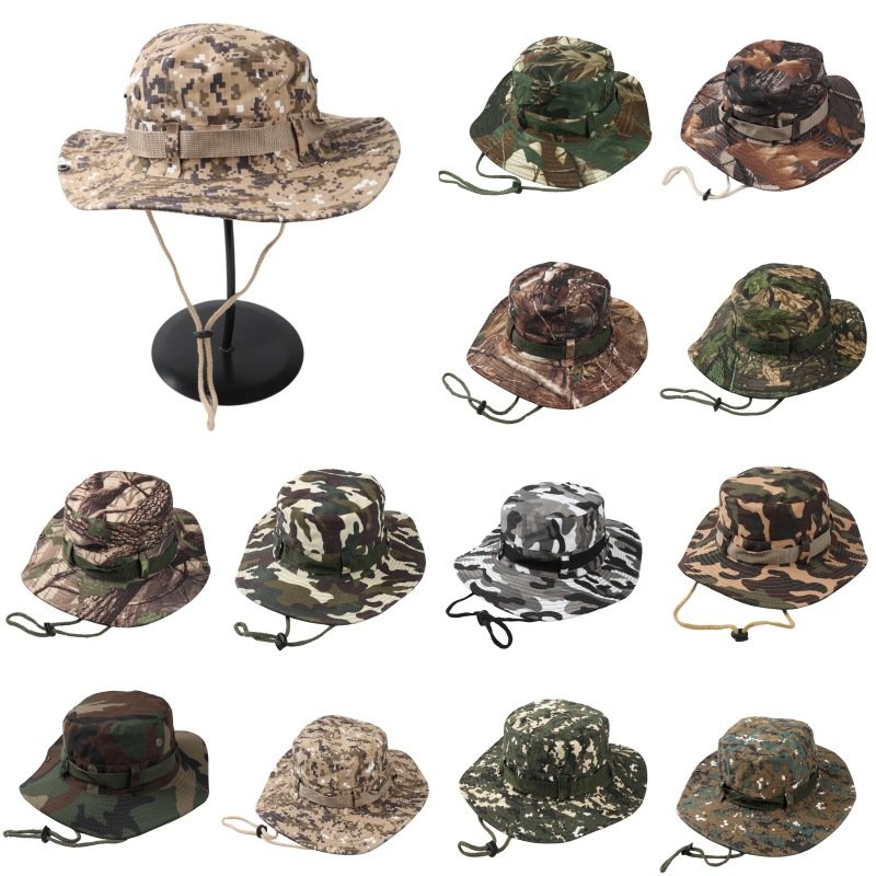 Camo Benny Bush basin hat Outdoor large overhang shade fisherman hat American casual breathable sun hat