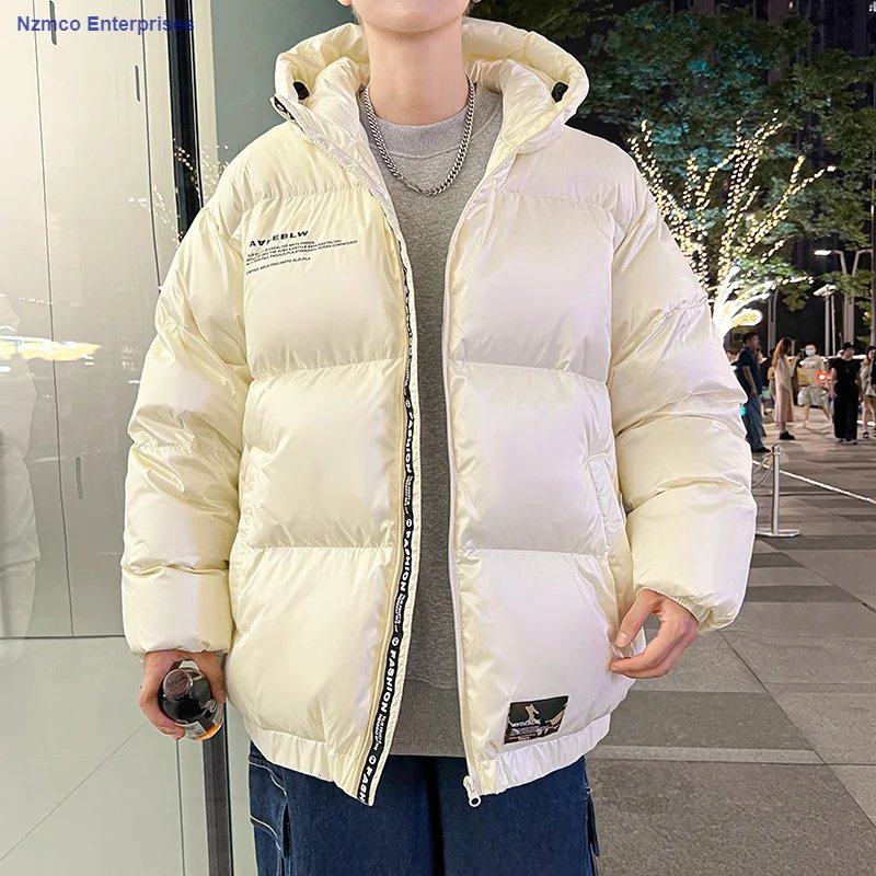 NZMCO 2024 New Winter 90 White Duck Down Jacket Men Hooded Loose Bomber Thick Parkas Warm Casual Male Puffer Coat Streetwear