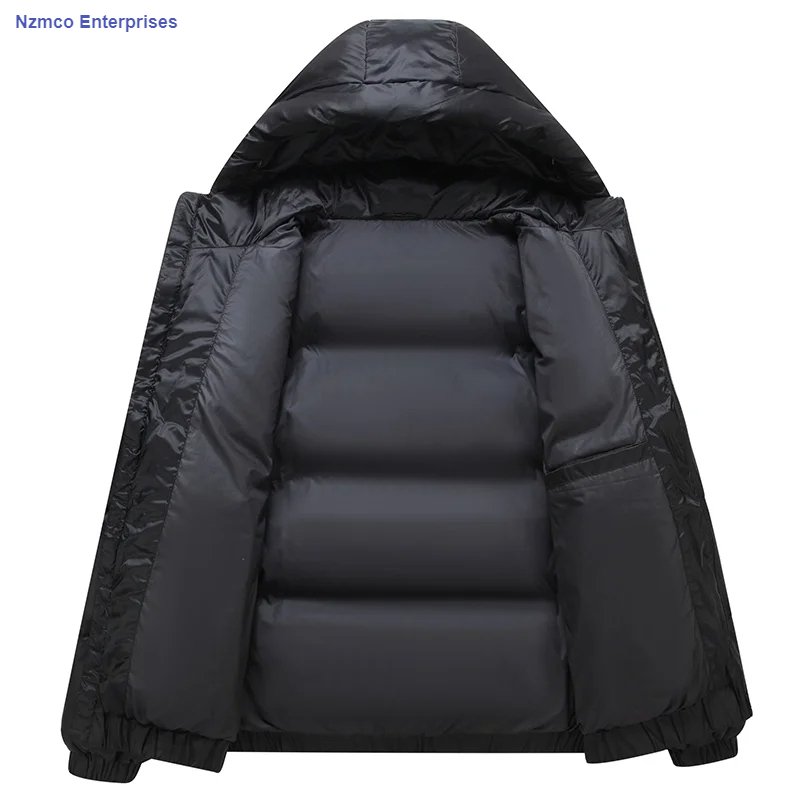 NZMCO 2024 New Winter 90 White Duck Down Jacket Men Hooded Loose Bomber Thick Parkas Warm Casual Male Puffer Coat Streetwear