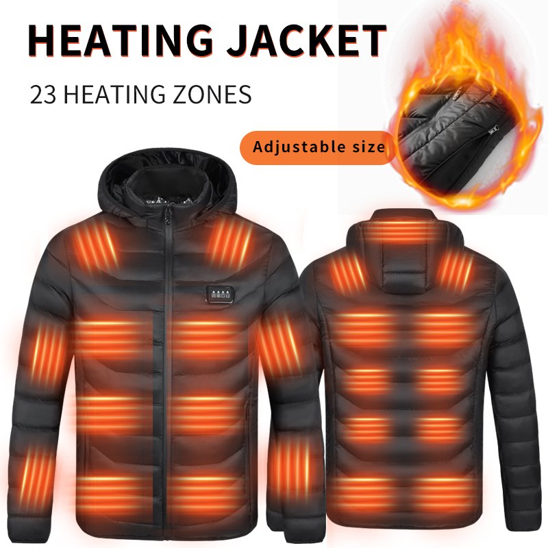 23 Heat Generating Areas Outdoor Warmth Usb Electrical Heating Winter Long Sleeve Men's Heated Cotton Jacket