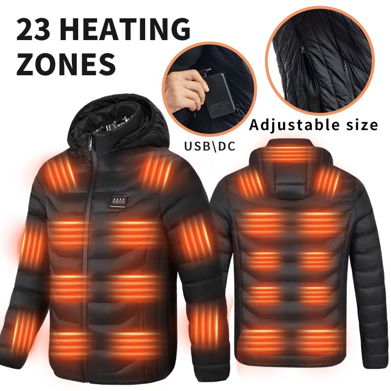 23 Heat Generating Areas Outdoor Warmth Usb Electrical Heating Winter Long Sleeve Men's Heated Cotton Jacket