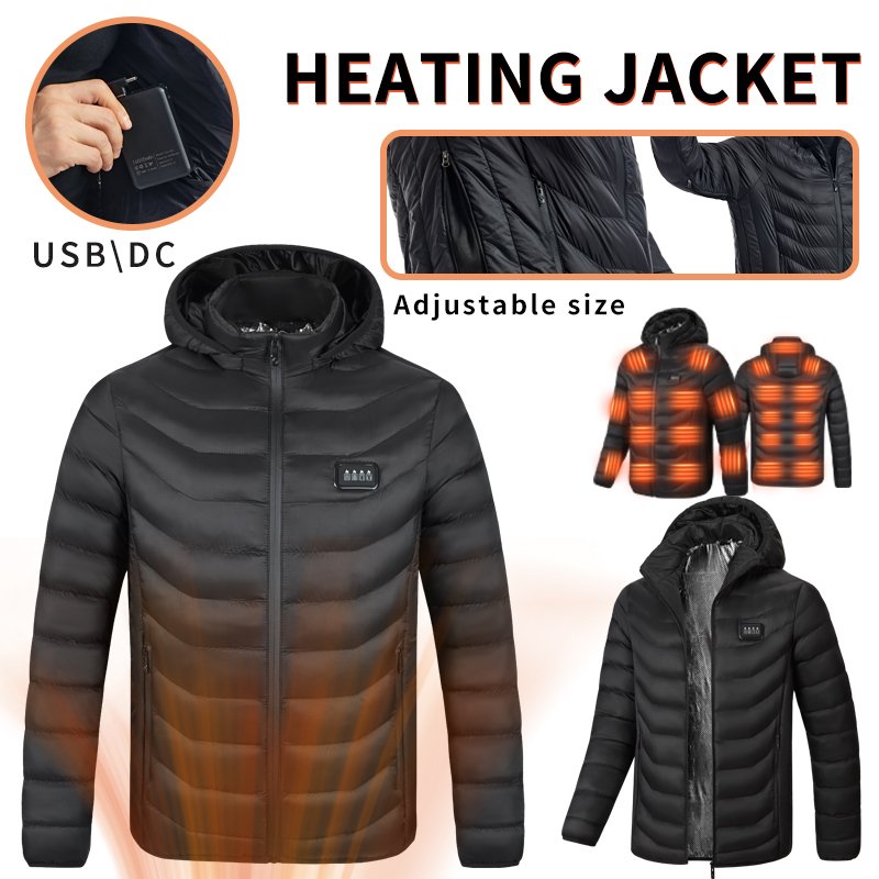 23 Heat Generating Areas Outdoor Warmth Usb Electrical Heating Winter Long Sleeve Men's Heated Cotton Jacket