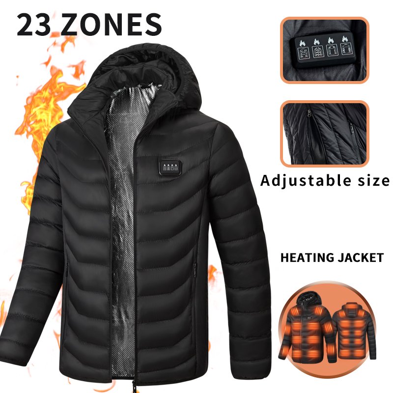 23 Heat Generating Areas Outdoor Warmth Usb Electrical Heating Winter Long Sleeve Men's Heated Cotton Jacket