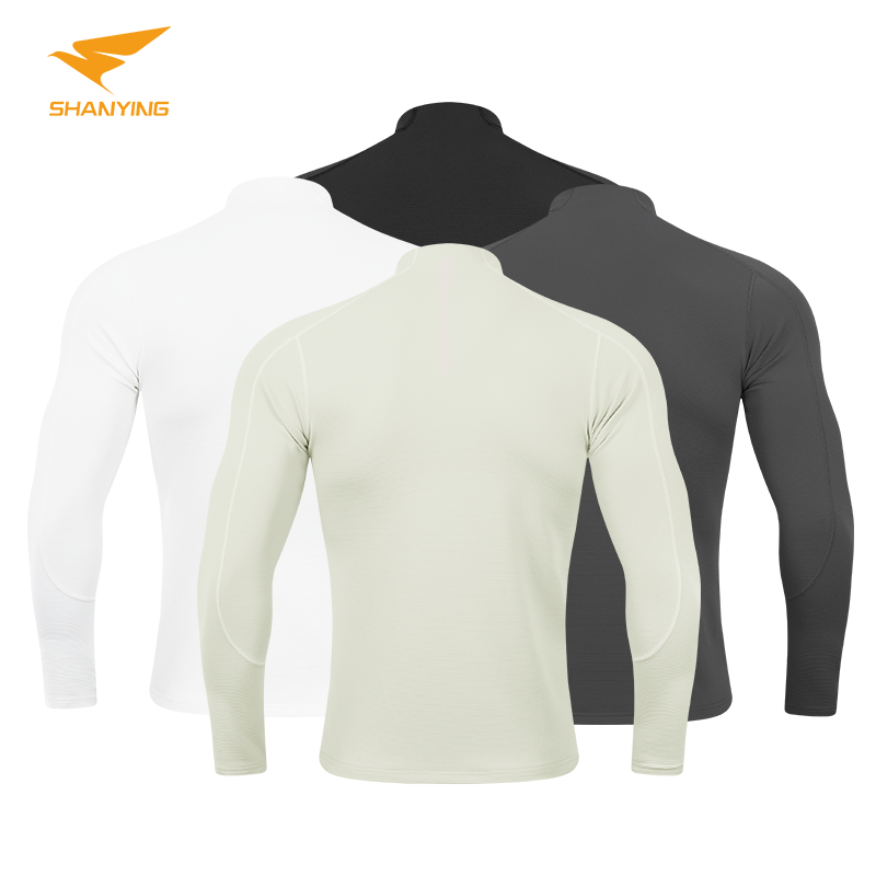 Wholesale Shirts Sportswear Winter Outdoor 1/4 Zip Pullover Long Sleeve Compression Tshirt For Men