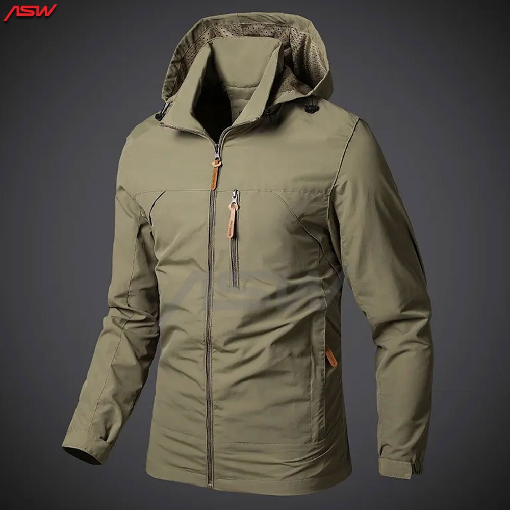 New Men Outdoor Hiking Jackets Waterproof Hooded Windbreaker Water Repellent Zipper Breathable Windbreaker Jacket