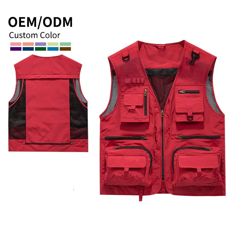 Custom Vest Multi Pocke Cargoes Fisherman Vest Waistcoat For Fishing Hiking Journalist Photography Camping Safari Ves