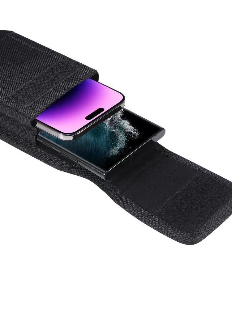 Double cell phone waist bag with an Oxford bouquet-mounted larvae sticker in a belt with a double layer of 6.7/6.8/6.5 inch